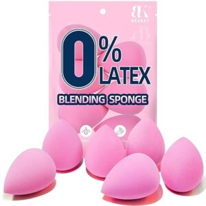 BEAKEY Super Soft Makeup Sponge Set of 6, Makeup Sponges for Foundation, Liquid, Cream and Powder, Pink Beauty Sponge for Blending, 0 Latex Blender